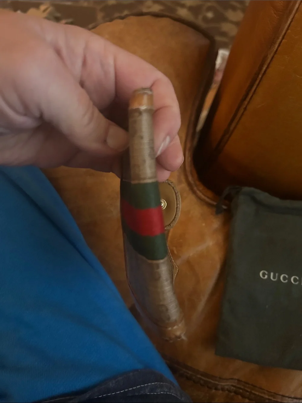 Gucci Brown Monogram Canvas Wallet with Green-Red Web Stripe